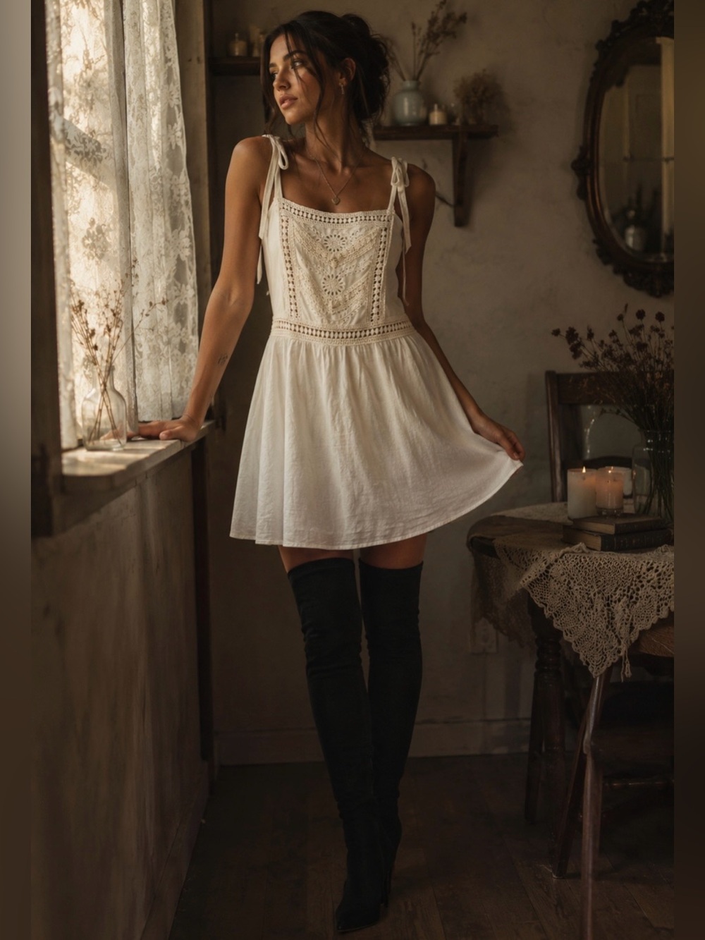White Sundress with Crochet Bodice